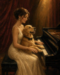 Four-Paw Piano Duet custom pet portrait