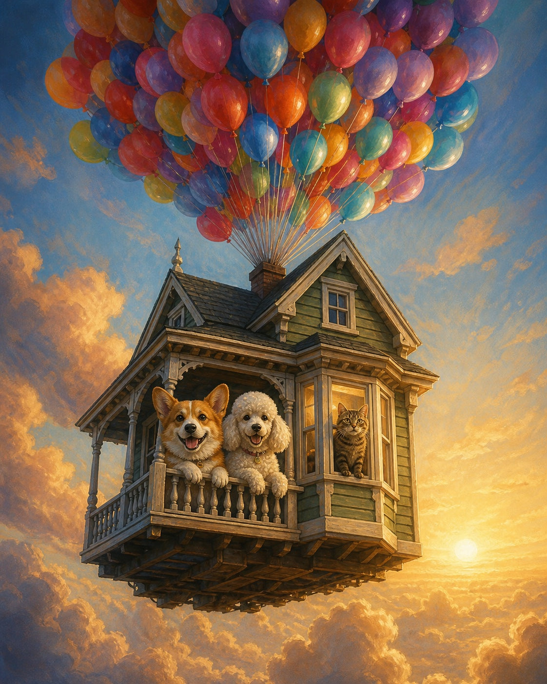 The House That Flew custom pet portrait