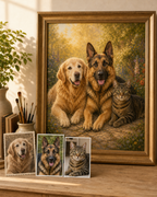 Past and present pets brought together from separate old and recent photos