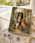 English Garden pet portrait shown on a greeting card
