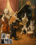 Family Orchestra custom multi-pet portrait from separate photos