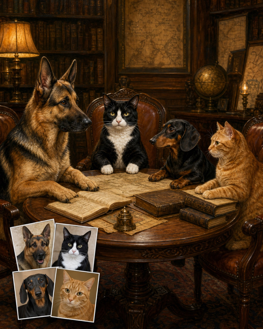 Great Pet Council custom multi-pet portrait from separate photos