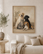 Modern Pet Family portrait displayed in a neutral living room