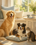 Sunday Morning at Home custom multi-pet digital portrait