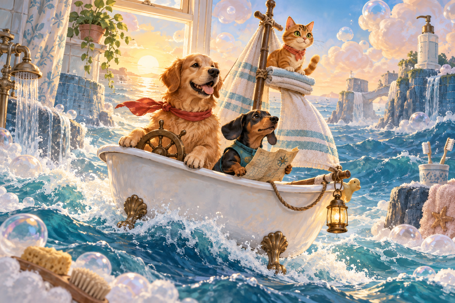Three beloved pets together in an imaginative family adventure